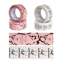 4.5cm x 100Meter Packing Tape White/Pink Bow Print Packaging Tape Stationery Adhesive Tape for Gift Paper Box Decorative