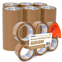 ADHES Brown Packing Tape with Dispenser, 1.88 Inch x 55 Yards, Rolls Heavy Duty Shipping Tape for Moving Boxes, Packaging and S