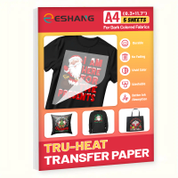 A4 Size 5 Sheets Iron-On Transfer Paper for Dark Fabrics Washable Durable Transfer Paper Compatible Inkjet Printing