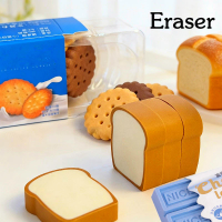 Rubber erasers / Cookie, chocolate, and toast-shaped erasers / Food-shaped rubber erasers / School supplies