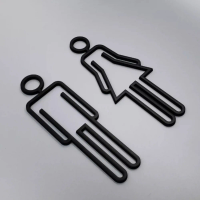 A Set of Three-Dimensional Hollow Out Bathroom Signs Creative Bathroom Door Signs Bathroom Signage Room Living Room Decoration