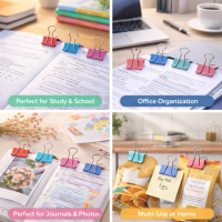 48 PC Office Stationery Color Long Tail Clip Metal Stainless Steel Document Multi-functional Color Long Tail Ticket Clip