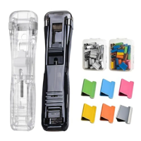 2 Pcs Portable Binder Clip Stapler - Includes 100 Reusable Clips, Stapleless Stapler for Binding Homework and Organizing Docume