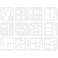 12Pcs Geometric Stencils Set Reusable Plastic Craft Stencils for Kids Students Teachers Canvas Fabric Wall Art