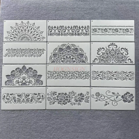 1pcs Handmade ledger, lace ruler, graphic painting, greeting card making, hollowed out plastic painting, auxiliary ruler
