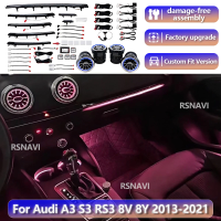 RGB color streamer For Audi A3 S3 RS3 8V 8Y 2013-2018 MQB Decorate Ambient Light Dashboard Air Vent LED Atmosphere Lamp 30 Color