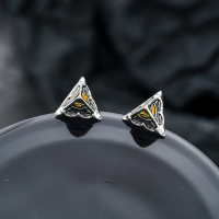 One pair, eye stud earrings, men's fashion trend, personalized design, triangular earrings, unisex, punk style, low sensitivity and easy to wear, versatile for travel parties, gift giving