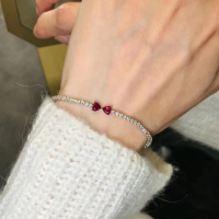 2026 Valentine New Pink Bow Full Diamond Bracelet Original Shining bracelet Fit DIY Charm Women Birthday Jewelry Gifts