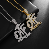 Hip-Hop Ice Crystal Shiny Letter Pendant Necklace Suitable for Men and Women Personalized Rap Rock Jewelry Accessories Gifts