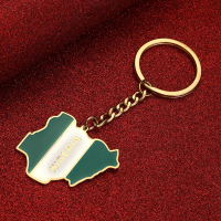 Stainless Steel Enamel Nigeria Map Flag Keychain Trendy Nigerian Chain Jewelry