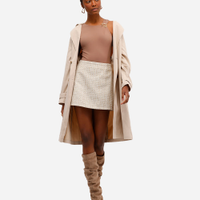 Saia curta feminina de tweed com lurex off white