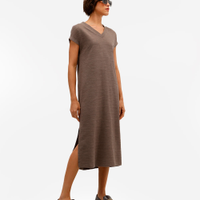 Vestido midi básico feminino texturizado cinza