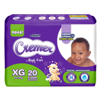 Fralda Descartável Cremer Jumbo Tamanho XG - 8 Pacotes com 20 Fraldas - Total 160 Tiras