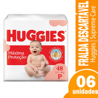 Fralda Descartável Huggies Supreme Care Tamanho P - 6 Pacotes com 48 Fraldas - Total 288 Tiras