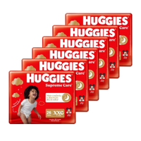 Fralda Descartável Huggies Supreme Care Mega Tamanho XXG - 6 Pacotes com 26 Fraldas - Total 156 Tiras