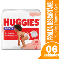 Fralda Descartável Huggies Disney Roupinha Supreme Tamanho G - 6 Pacotes com 30 Fraldas - Total 180 Tiras