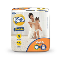 Fralda Descartável Pom Pom Shortinho Jumbinho Tamanho G - 8 Pacotes com 16 Fraldas - Total 128 Tiras
