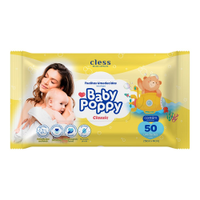 Toalhas Umedecidas Baby Poppy Classic - Pacote com 50 Toalhas