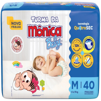 Fralda Descartável Turma da Mônica Tamanho M - 6 Pacotes com 40 Fraldas - Total 240 Tiras
