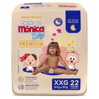 Fralda Descartável Turma da Mônica Premium Econômica Tamanho XXG ¿ 6 Pacotes com 22 Fraldas- Total 132 Tiras