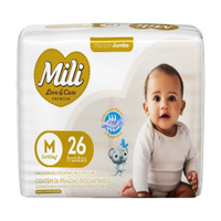 Fralda Descartavel Mili Love&Care Jumbo Tamanho M - 9 Pacotes com 26 Fraldas