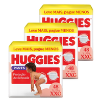 Fralda Descartável Huggies Hiper Roupinha Supreme Care Tamanho XXG - 3 Pacotes com 48 Fraldas - Total 144 Tiras