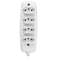 Tomada Barra Ilumi Quadrupla 2 Polos + Terra Branca 10A 250V