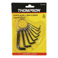 Chave Thompson Hexagonal L Tipo Allen Premium 1.5mm a 8mm - Embalagem com 8 Peças