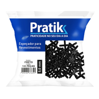 Espaçador Cruzeta Pratik para Dilatação Piso 5mm Preto - Embalagem com 100 Unidades