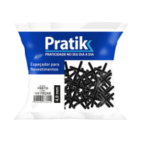 Espaçador Cruzeta Pratik para Dilatação Piso 4mm Preto - Embalagem com 100 Unidades