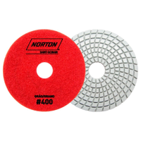 Disco Flexível Diamantado Norton Brilho D'Água - 100mm 4 Passos G400 Vermelho - Embalagem com 10 Unidades