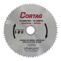 Disco de Serra Circular Cortag - Para Madeira 110mm 72 Dentes