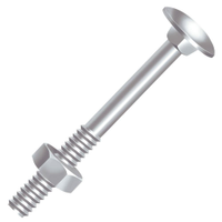 Parafuso Ciser Frances Zincado com Porca 1/4X2.1/2 - Embalagem com 200 Unidades