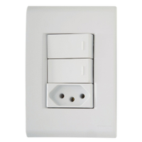Interruptor Tramontina Liz 2 Teclas Simples + Tomada 2P+T 10A 250V com Placa Branca