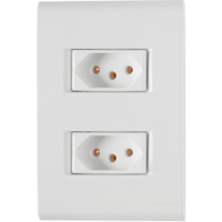 Tomada Liz Dupla Tramontina 2P+T 20A 250V H35 com Placa Branca