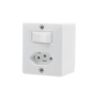 Interruptor Ilumi Linha Box 1 Tecla Simples + Tomada Sobrepor 2p+T Branca 6/10A 250V