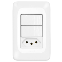 Interruptor Pial Pop 2 Tecla Simples + 1 Tomada 2P + T 10A com Placa 4X2