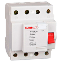 Dispositivo IDR Interruptor Diferencial Residencial Ourolux Din 4P 80A 30MA Branco