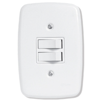 Interruptor Ideale Pluzie - 2 Teclas Simples Paralelo com Placa 4X2 Branca