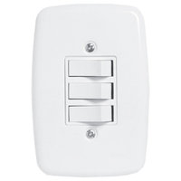 Interruptor Ideale Pluzie 3 Teclas Simples Com Placa 4x2 Branca