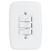 Interruptor Ideale Pluzie 3 Teclas Simples - Paralelo Com Placa 4x2 Branco