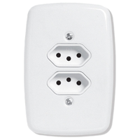 Tomada Ideale Pluzie Dupla 2P+T 10A com Placa 4x2 Branca
