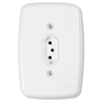Interruptor Ideale Pluzie 1 Tecla Paralelo + 1 Tomada 2P+T - 20A com Placa 4X2 Branca