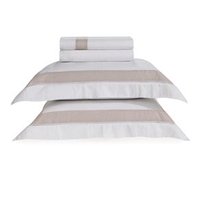 Jogo de Cama Casal de Linho Rivus Branco/Natural