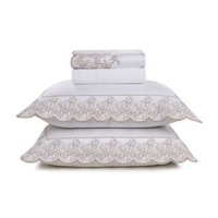 Jogo de Cama Queen 300 Fios Algodão Egípcio Cascine Branco/Legno