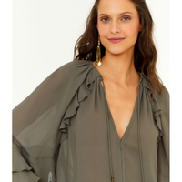 Blusa Manga Longa Ggt Babados