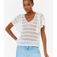 Blusa Tricot Decote v Babados