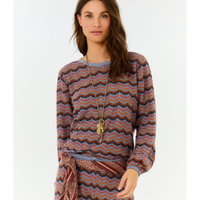 Blusa Tricot Manga Longa Chevron