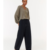 Calça Jeans Wide Leg Recorte Frente