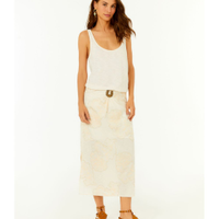 Saia Midi Fivela Bordado Magnolia